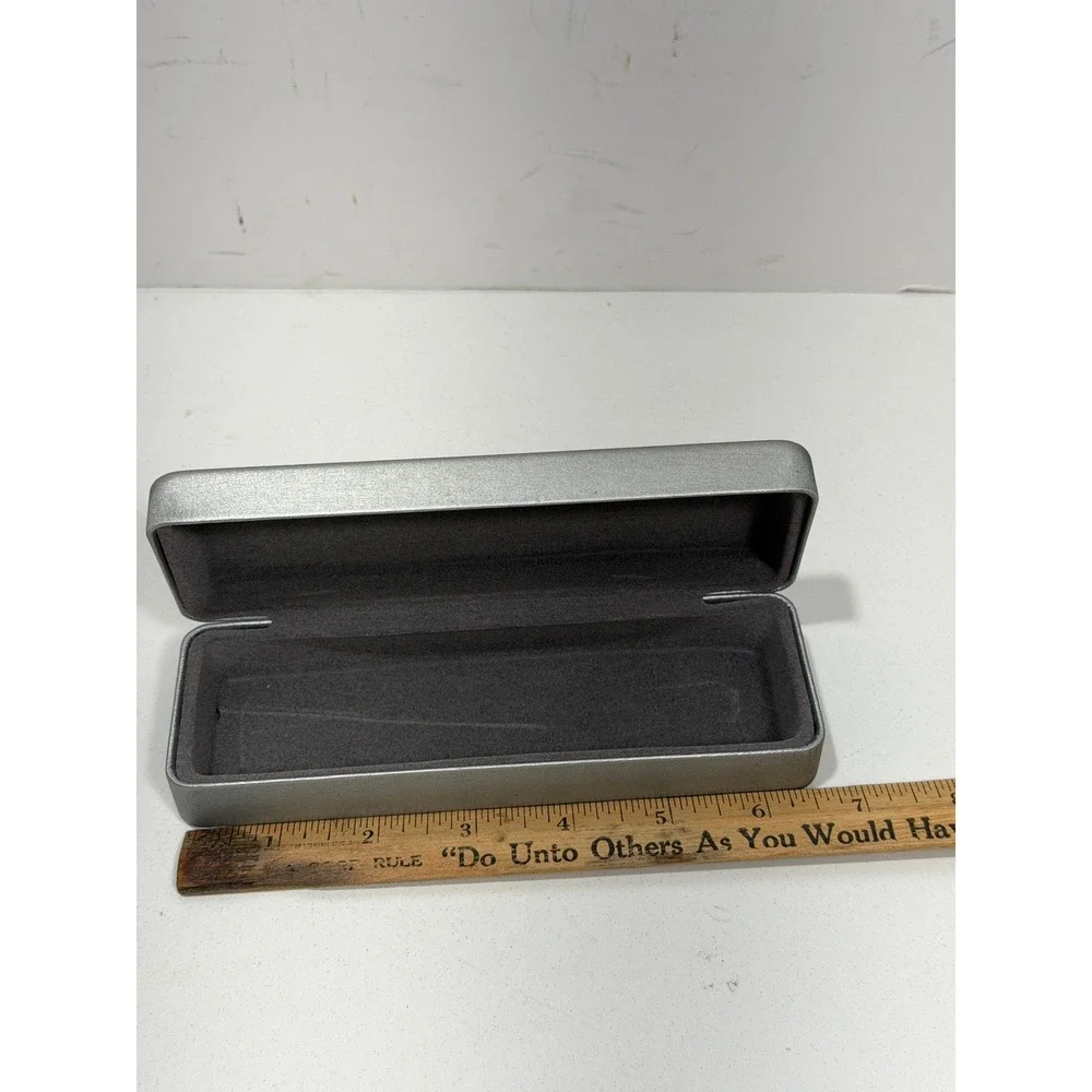 Morel Lightec Hard‎ Eyeglass Case Metallic Silver Slim Rectangular Case